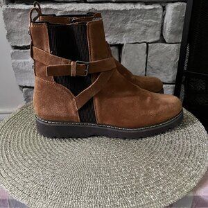 Donald Pliner Suede Chelsea Boots with Wedge and Zipper